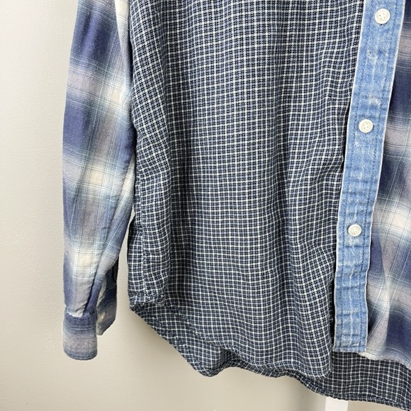 American Eagle Outfitters Shirt Top Womens S Blue Plaid Patchwork‎ Grunge Skater - Picture 3 of 6